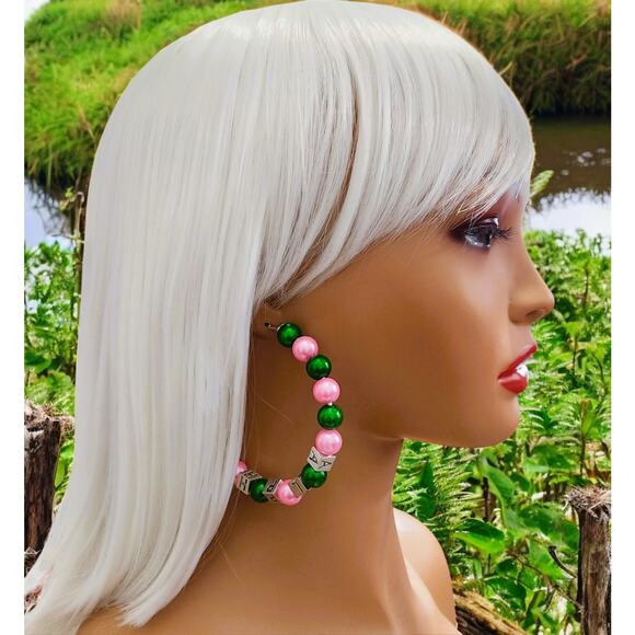 AKA Alpha Kappa Alpha Earrings Hoop - Picture 9 of 10